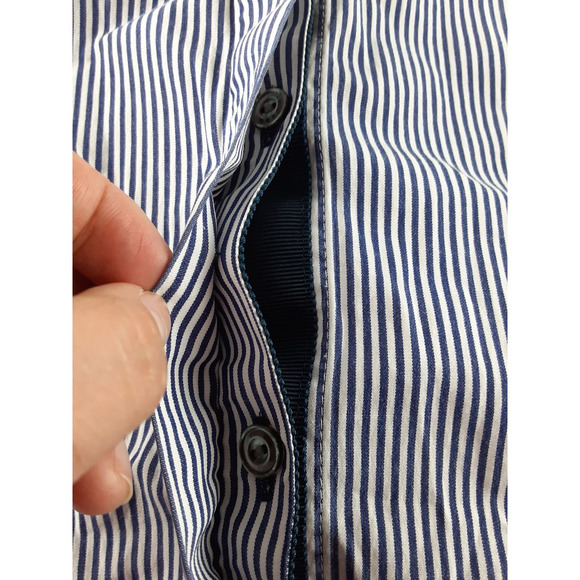 J Crew Womens Blue White Stripe Button Down Tunic Shirt Long Sleeve Side Slit 2 - Picture 3 of 9